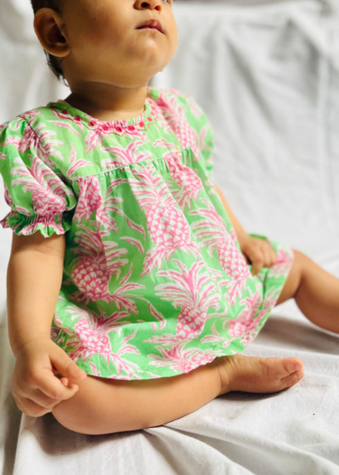 Baby Jhabla Dress -Pineapple G